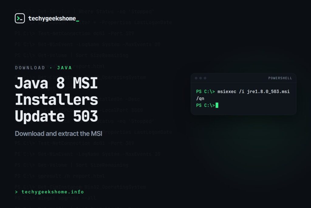 Java 8 MSI Installers: Download and Extract Update 503 (2026)