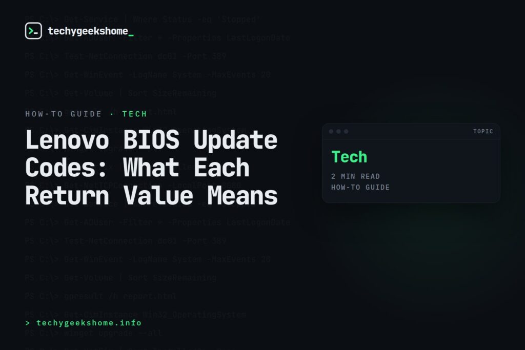 Lenovo BIOS Update Codes: What Each Return Value Means
