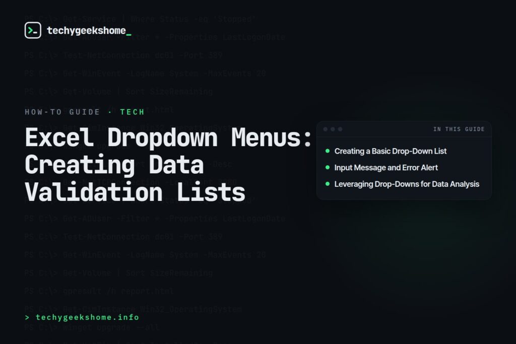 Excel Dropdown Menus: Creating Data Validation Lists