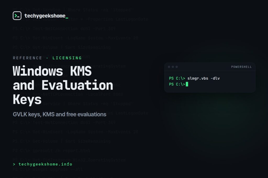 Windows Product Keys: KMS, GVLK, and Free Evaluation Options