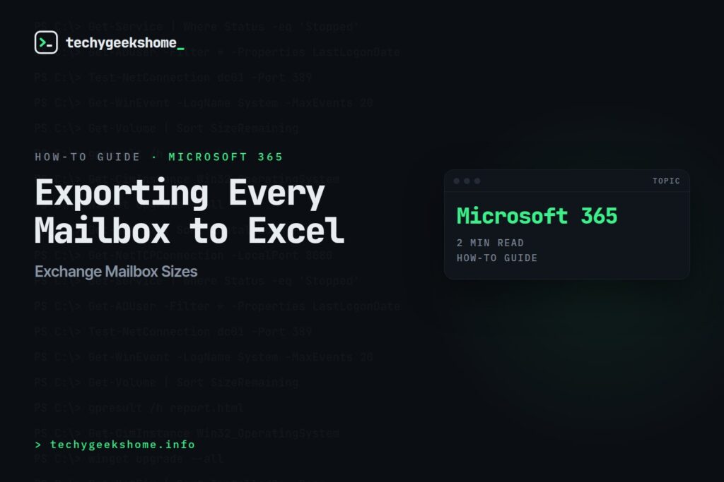 Exchange Mailbox Sizes: Exporting Every Mailbox to Excel