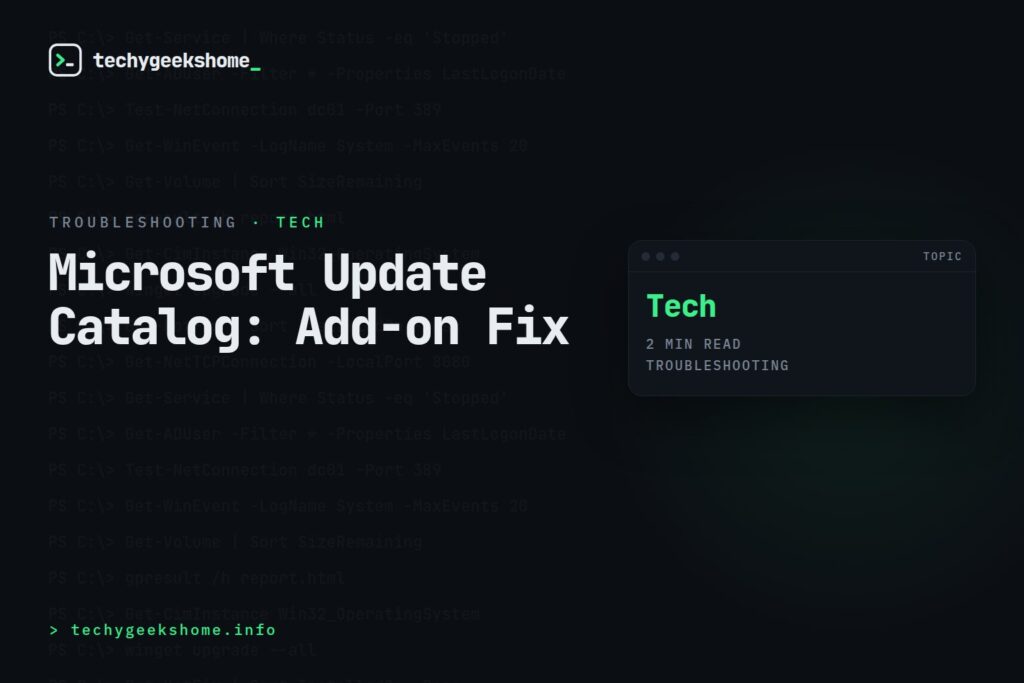 Microsoft Update Catalog: Add-on Fix