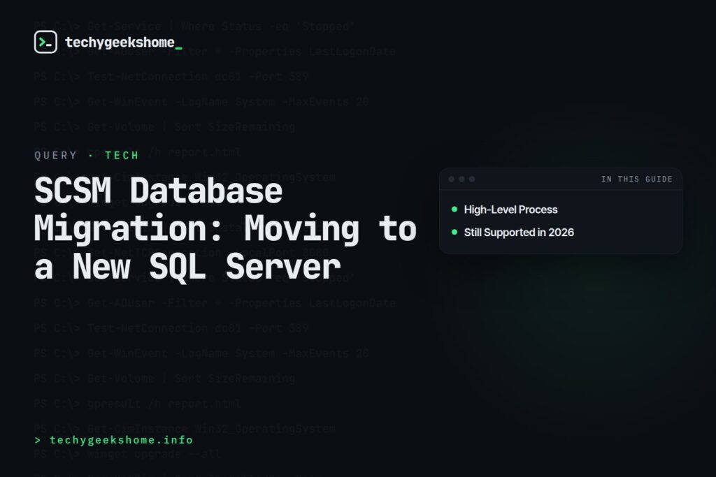 SCSM Database Migration: Moving to a New SQL Server