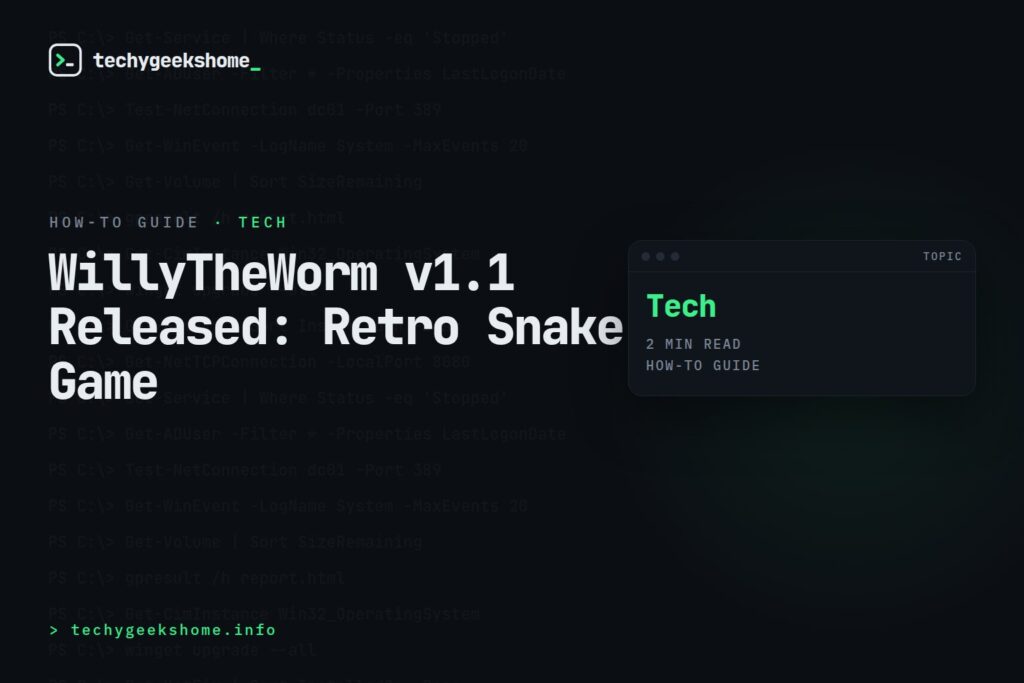 WillyTheWorm v1.1 Released: Retro Snake Game