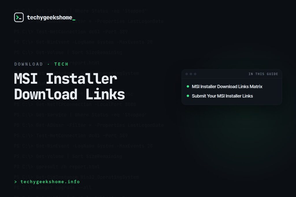MSI Installer Download Links