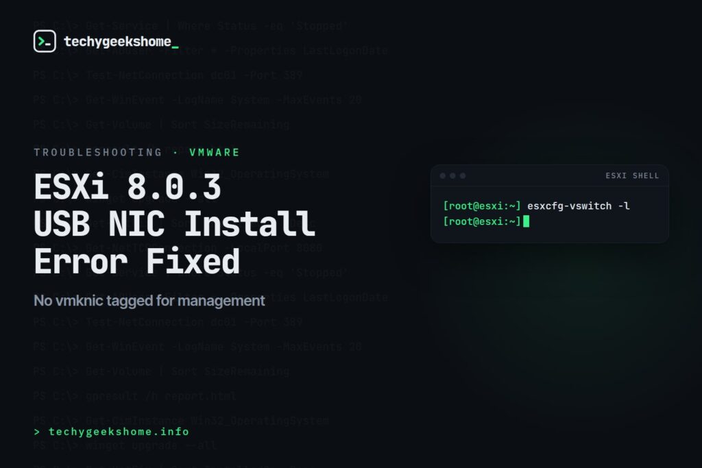 ESXi 8.0.3 Installation Error: Fixing the USB NIC Issue