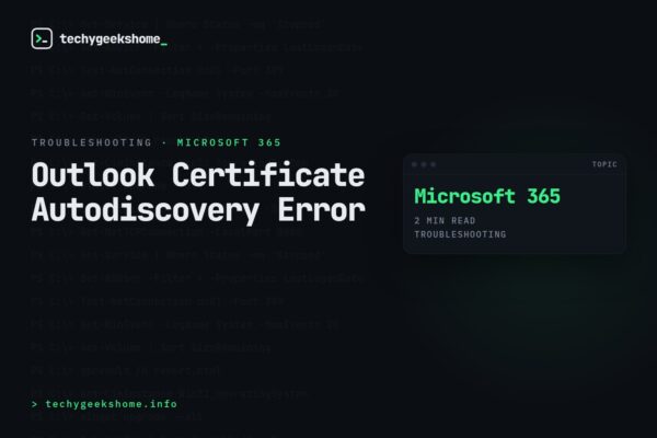 Outlook Certificate Autodiscovery Error