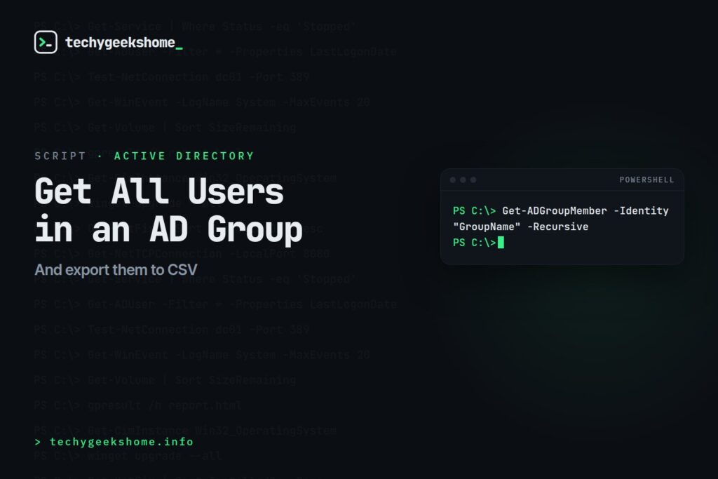 Get All Users in AD Group PowerShell: Export to CSV