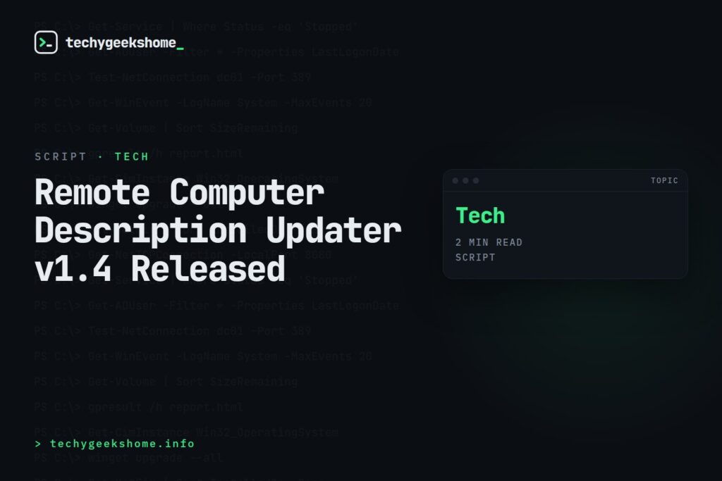 Remote Computer Description Updater v1.4 Released