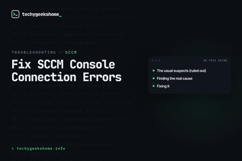 Fixing SCCM Console Connection Errors Caused by Corrupted Performance Counters