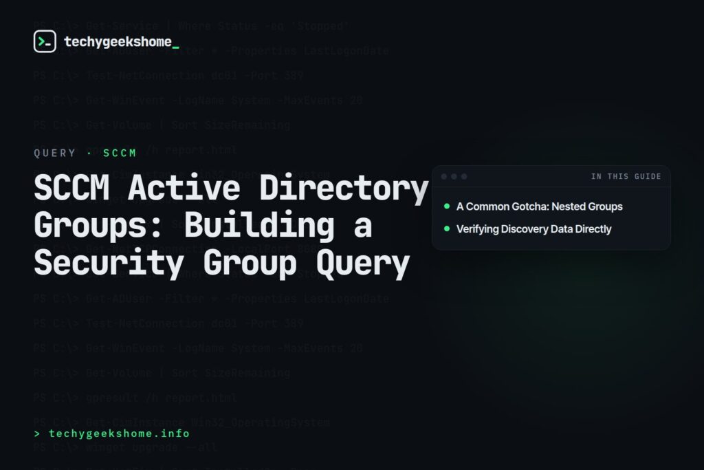 SCCM Active Directory Groups: Building a Security Group Query