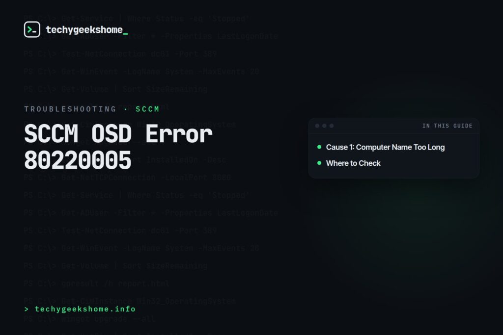 SCCM OSD Error 80220005: Fixing the Apply Windows Settings Step