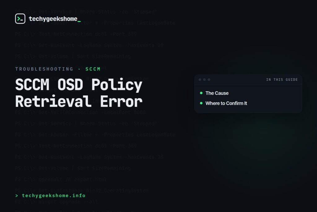 SCCM OSD Policy Retrieval Error