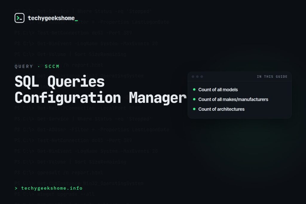 SQL Queries Configuration Manager: Reporting Device Make and Model