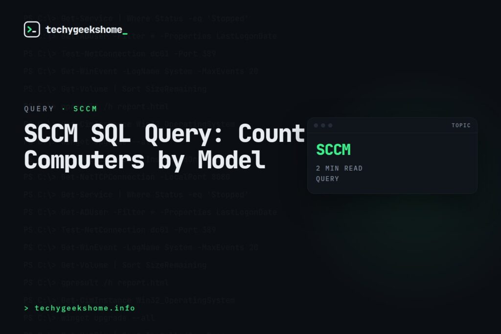 SCCM SQL Query: Count Computers by Model