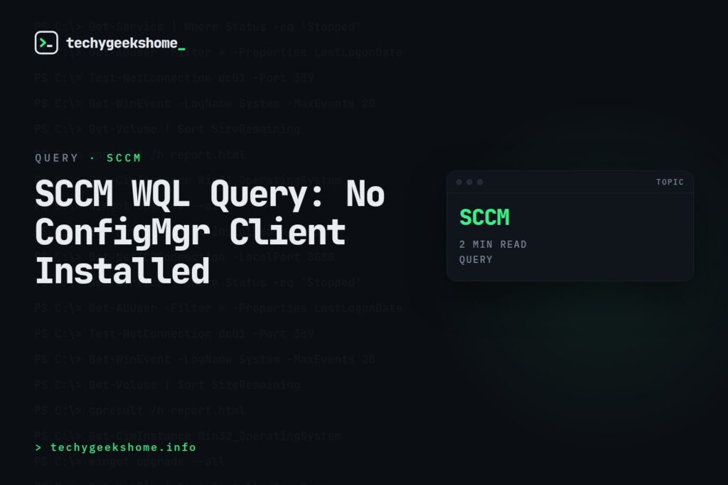 SCCM WQL Query: No ConfigMgr Client Installed