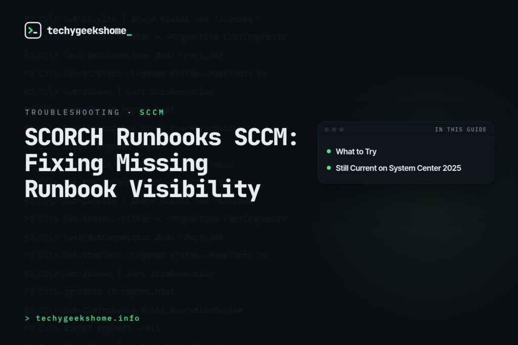 SCORCH Runbooks SCCM: Fixing Missing Runbook Visibility