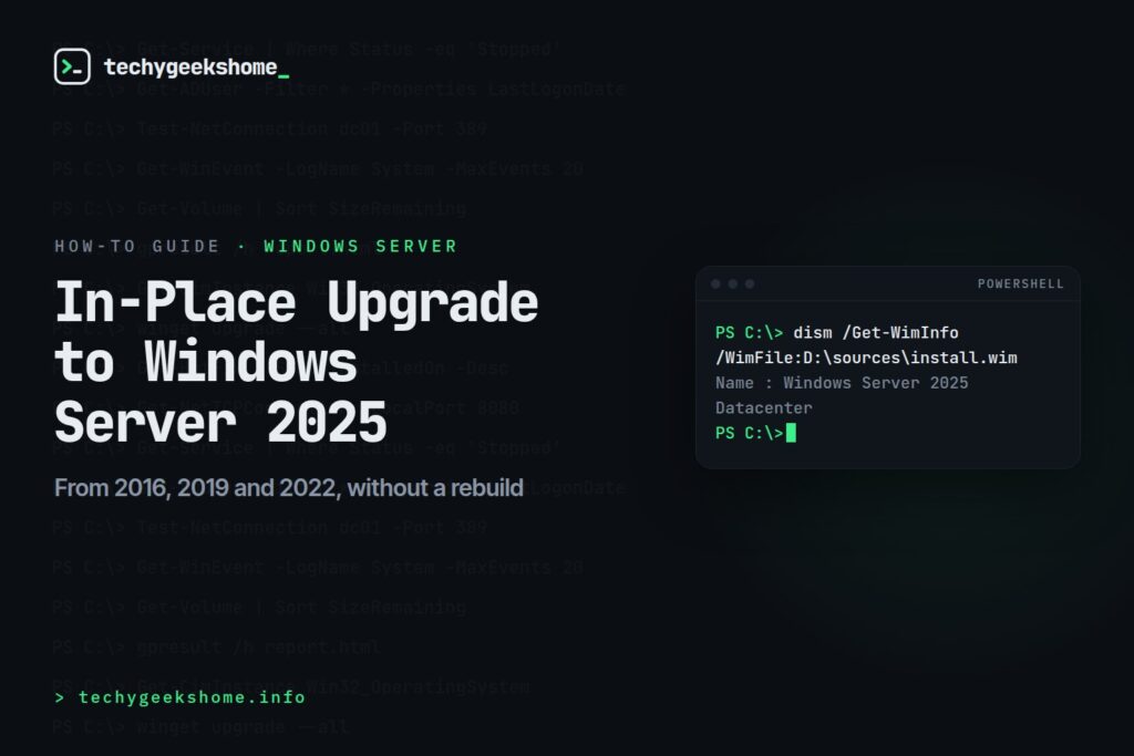 In-place upgrade to Windows Server 2025: DISM listing install.wim editions