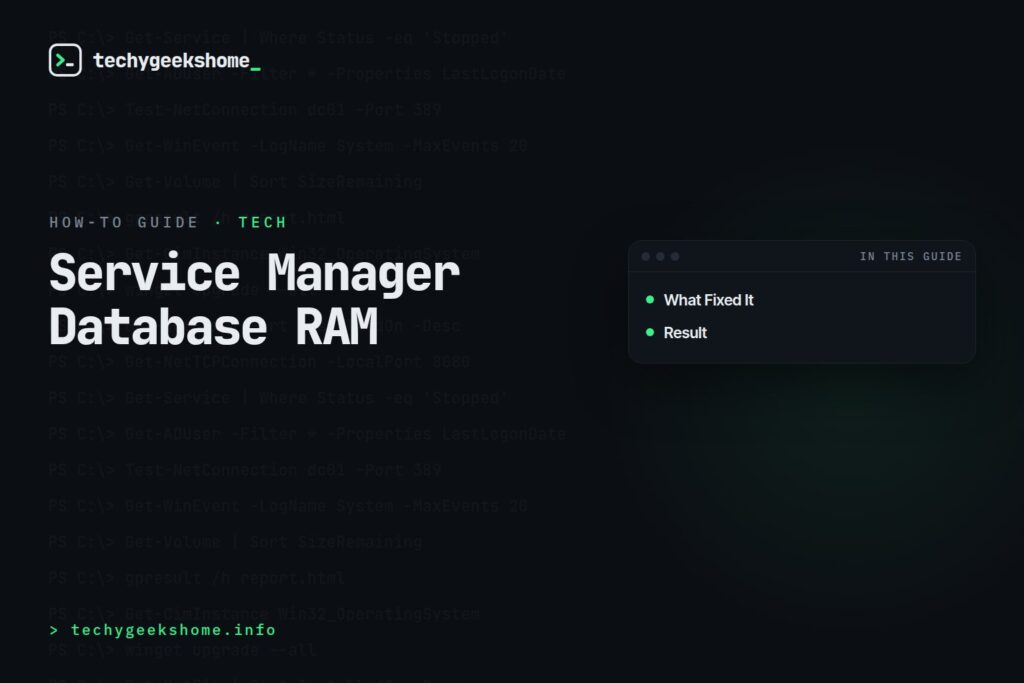 Service Manager Database RAM: Reducing High Memory Usage