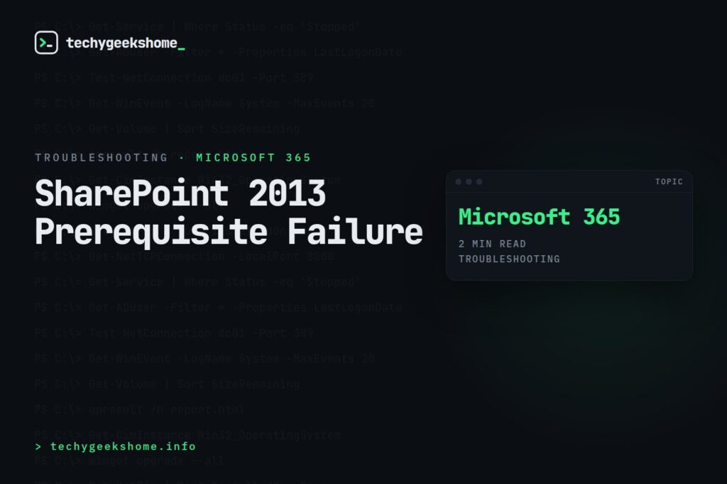 SharePoint Foundation 2013 Prerequisite Tool Failure