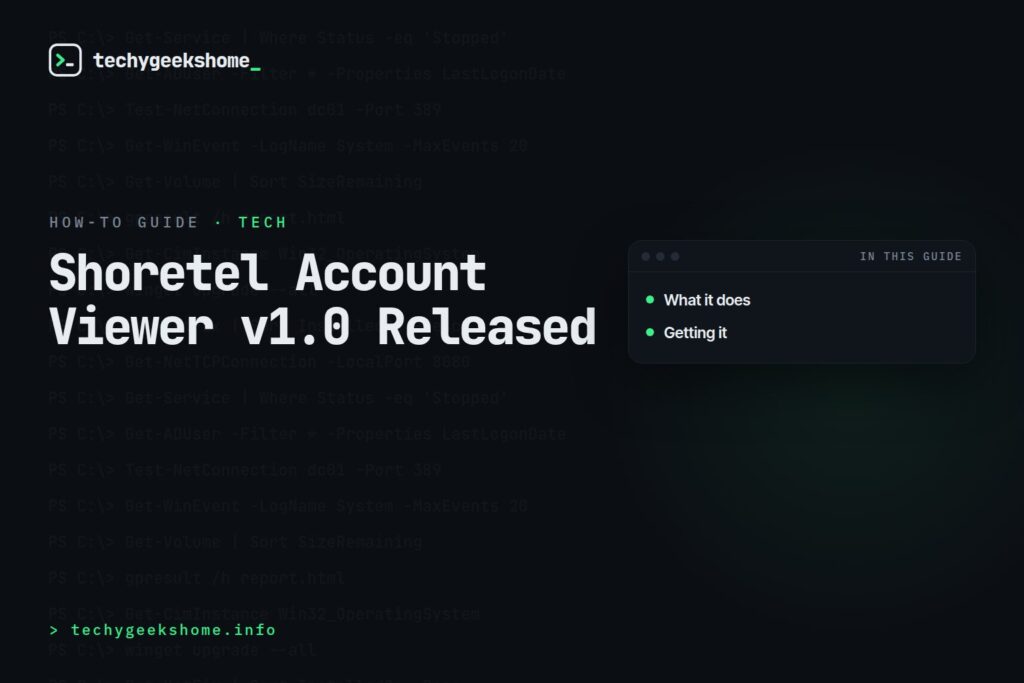 Shoretel Account Viewer v1.0 Released