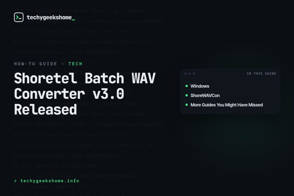 Shoretel Batch WAV Converter v3.0 Released