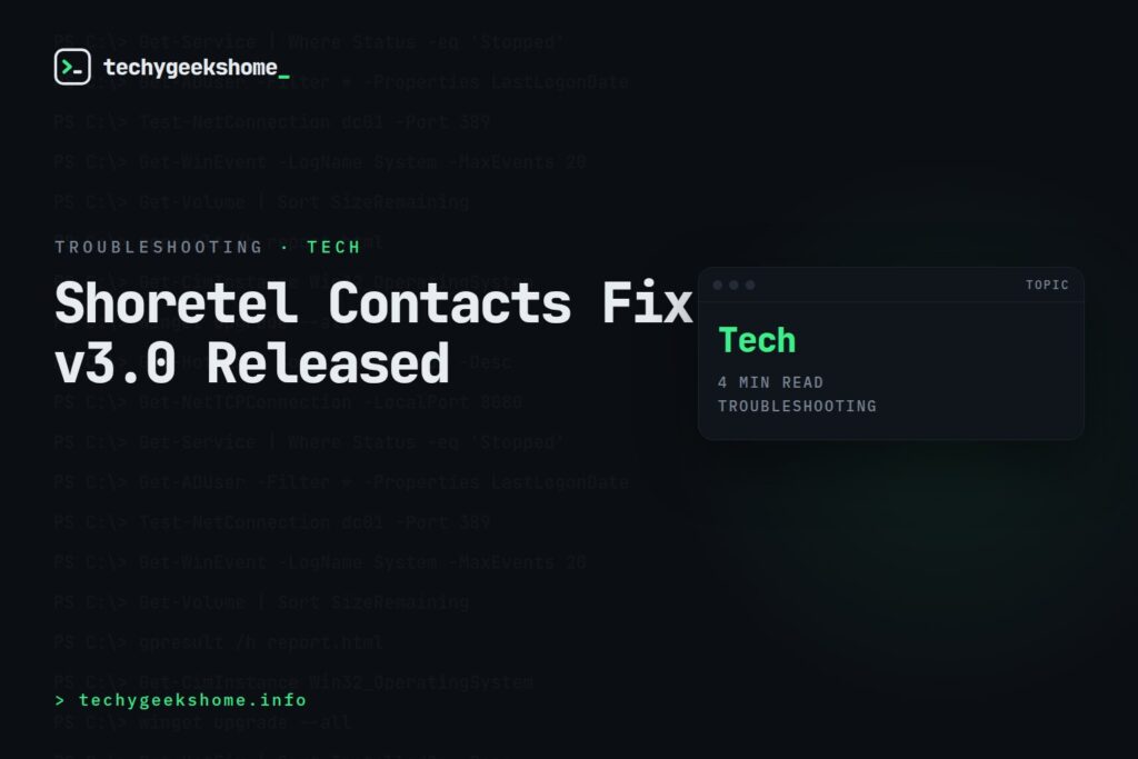 Shoretel Contacts Fix v3.0 Released