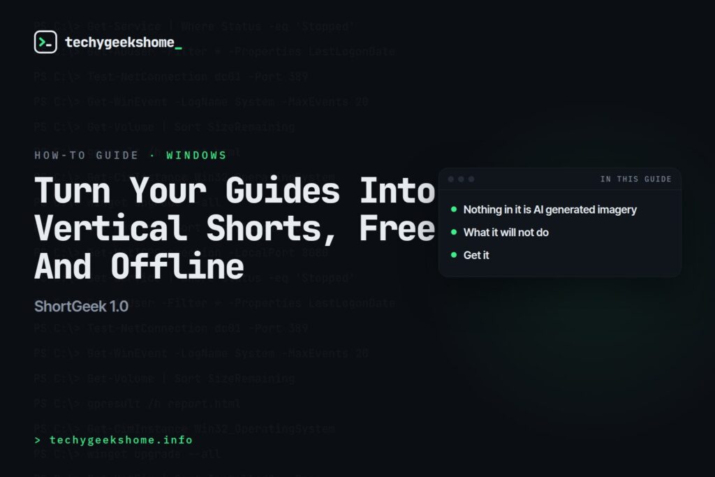 ShortGeek 1.0: Turn Your Guides Into Vertical Shorts, Free And Offline