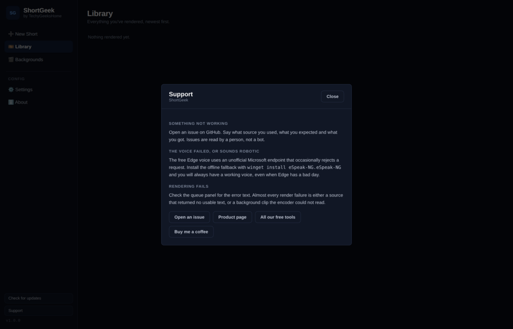 shortgeek support Report a problem, or support the work.