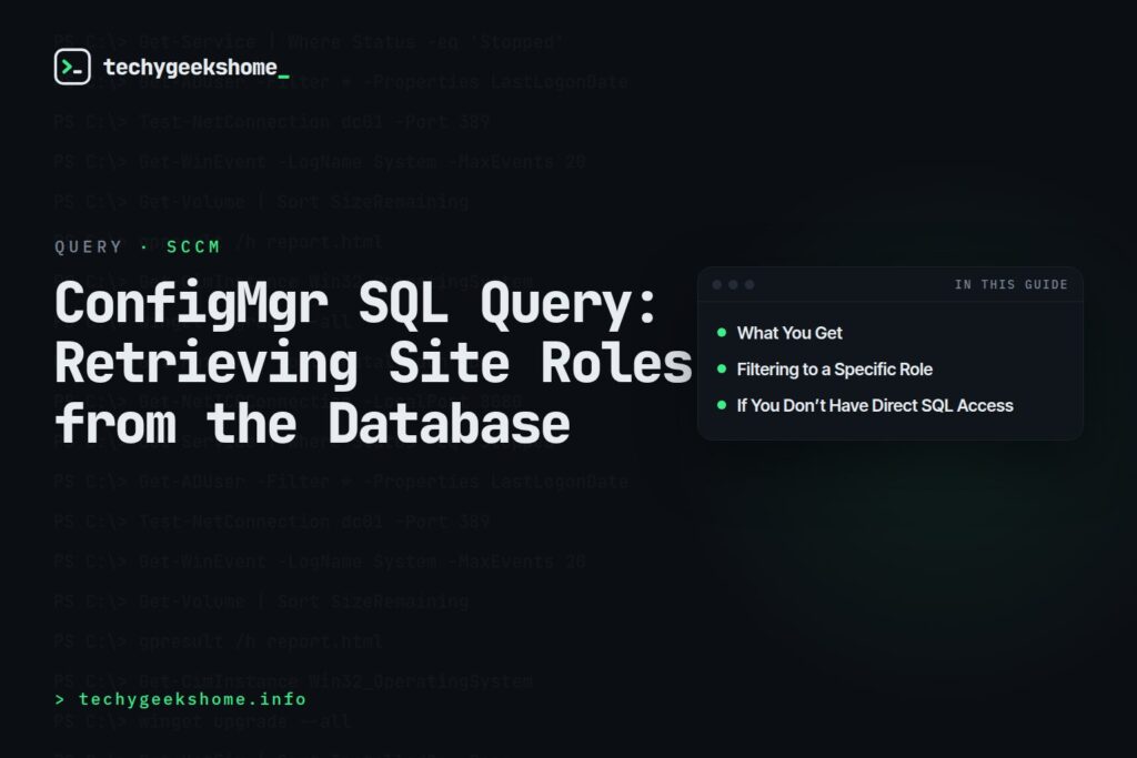 ConfigMgr SQL Query: Retrieving Site Roles from the Database