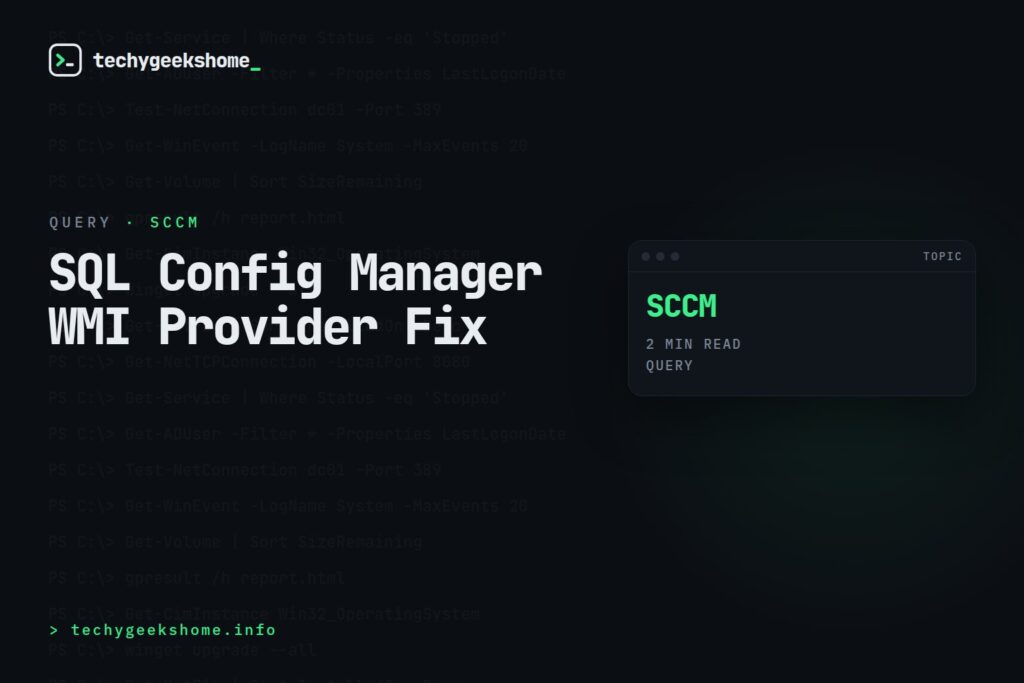 SQL Server Configuration Manager cannot connect to WMI provider fix