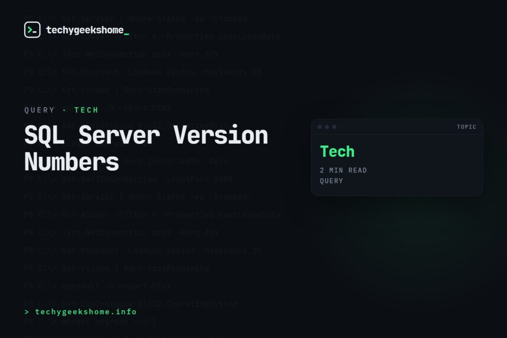 SQL Server Version Numbers