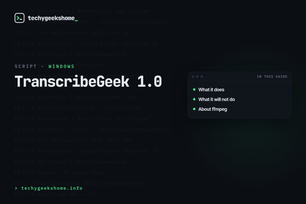 TranscribeGeek 1.0: Free Offline Transcription For Windows, With No Per-Minute Limit