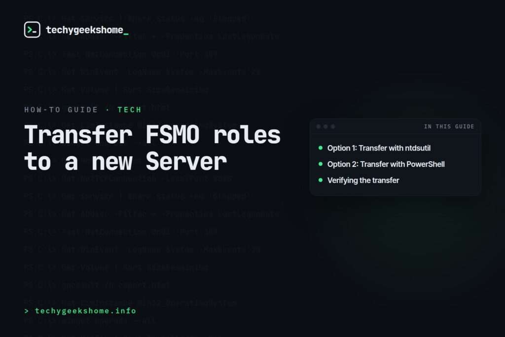 Transfer FSMO roles to a new Server