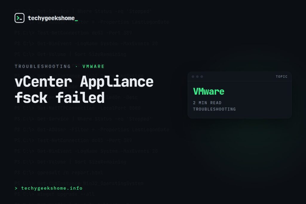 vCenter Appliance fsck failed