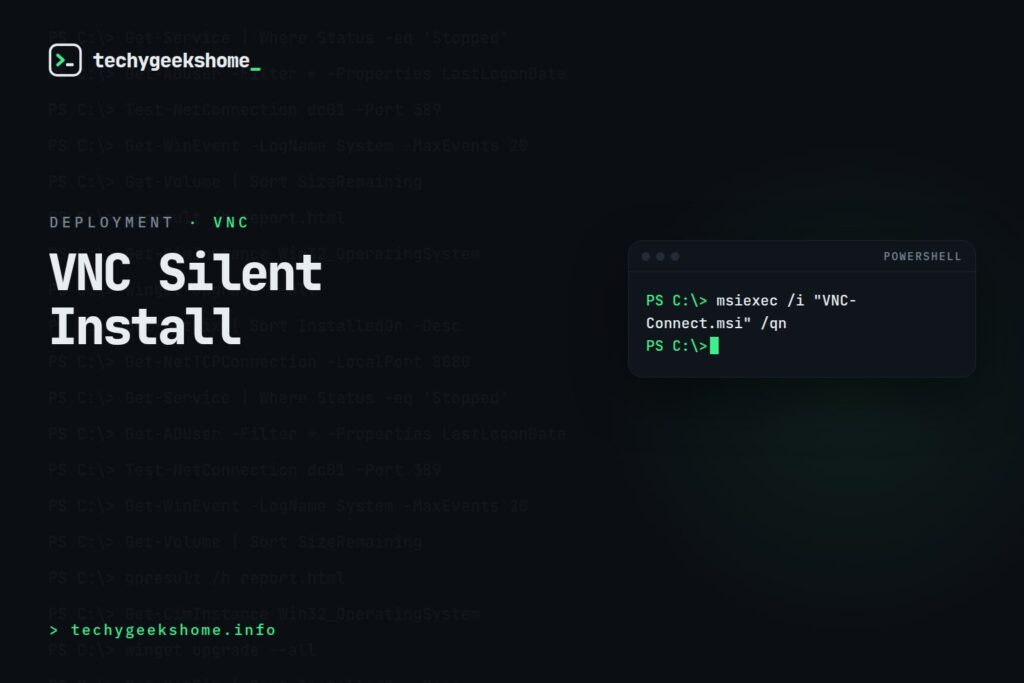 VNC Silent Installation Command Line