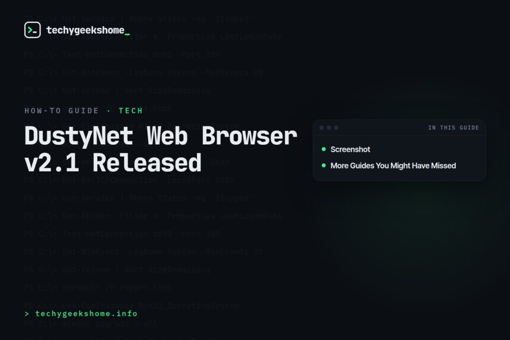 DustyNet Web Browser v2.1 Released