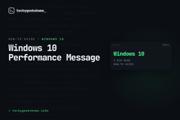 Windows 10 Performance Message: Disabling the Notification