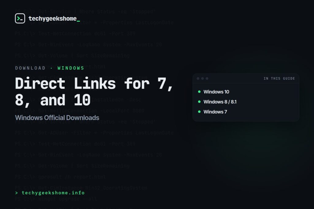Windows Official Downloads: Direct Links for 7, 8, and 10