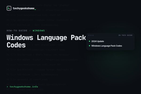 Windows Language Pack Codes