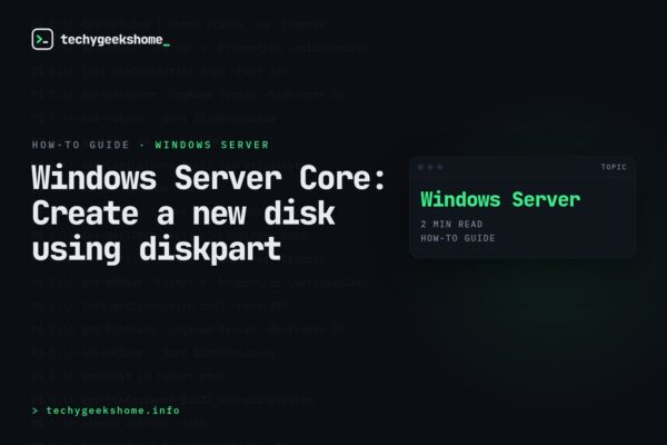 Windows Server Core: Create a new disk using diskpart