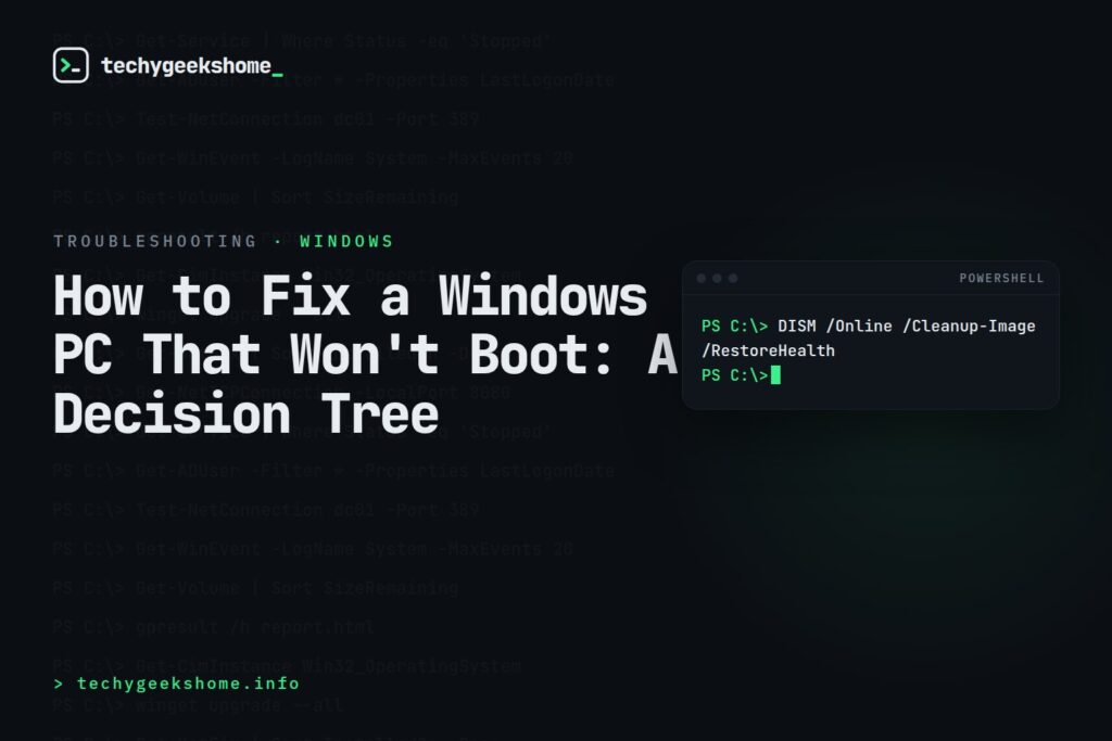 How to Fix a Windows PC That Won't Boot: A Decision Tree