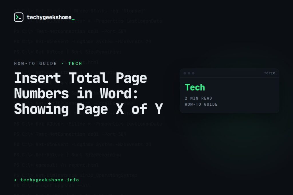 Insert Total Page Numbers in Word: Showing Page X of Y