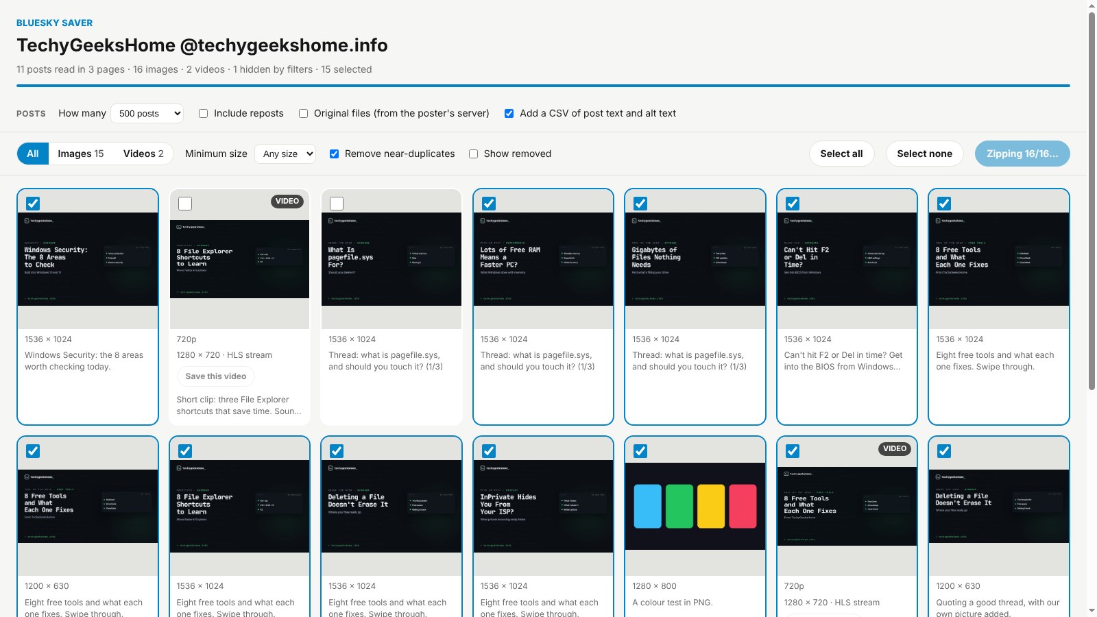 Untick what you don't want, then Download ZIP