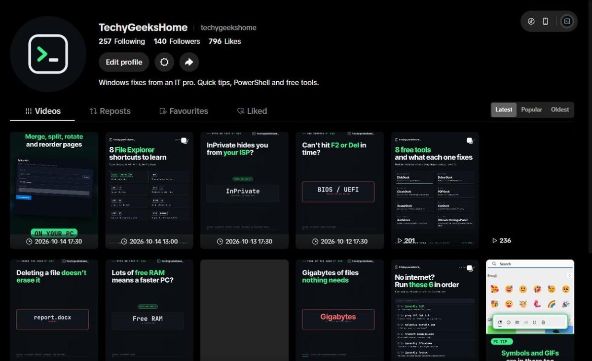 Open any TikTok profile