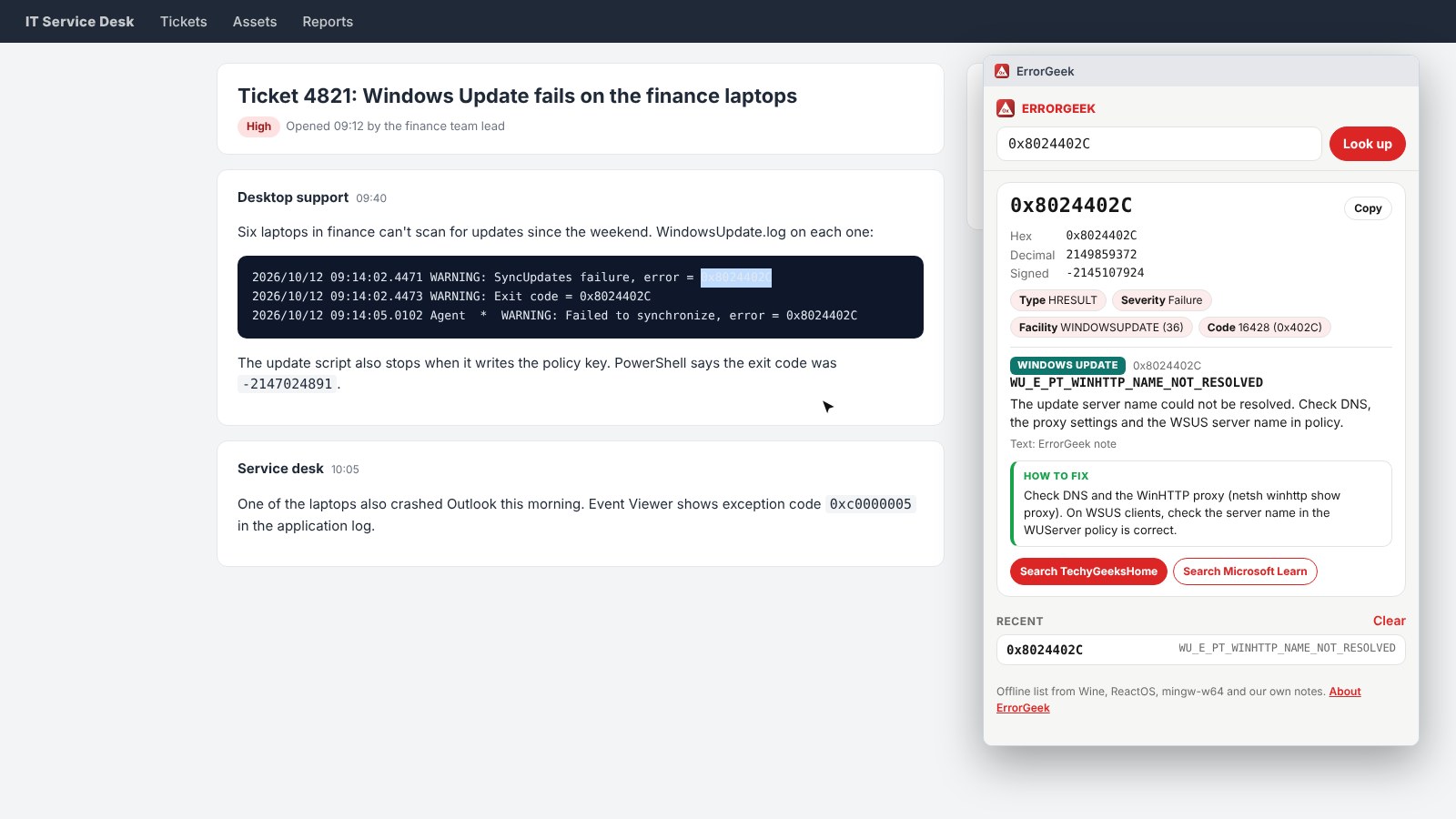 A Windows Update code explained, with a tip on what to check