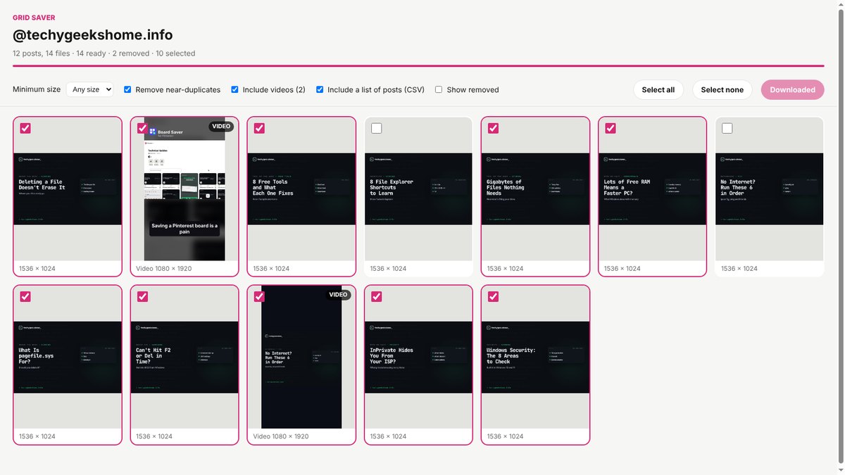 Untick what you don't want, then Download ZIP