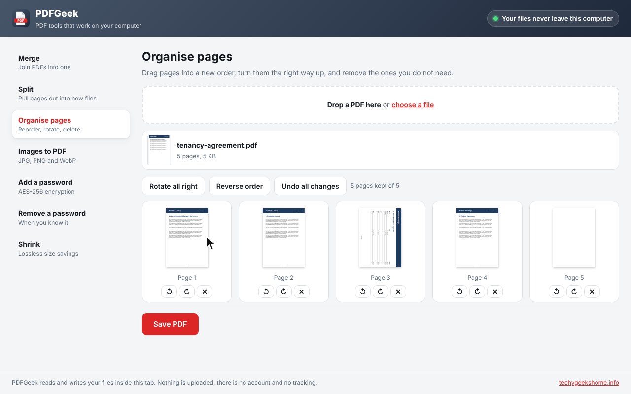 Organise pages: rotate, reorder and remove pages