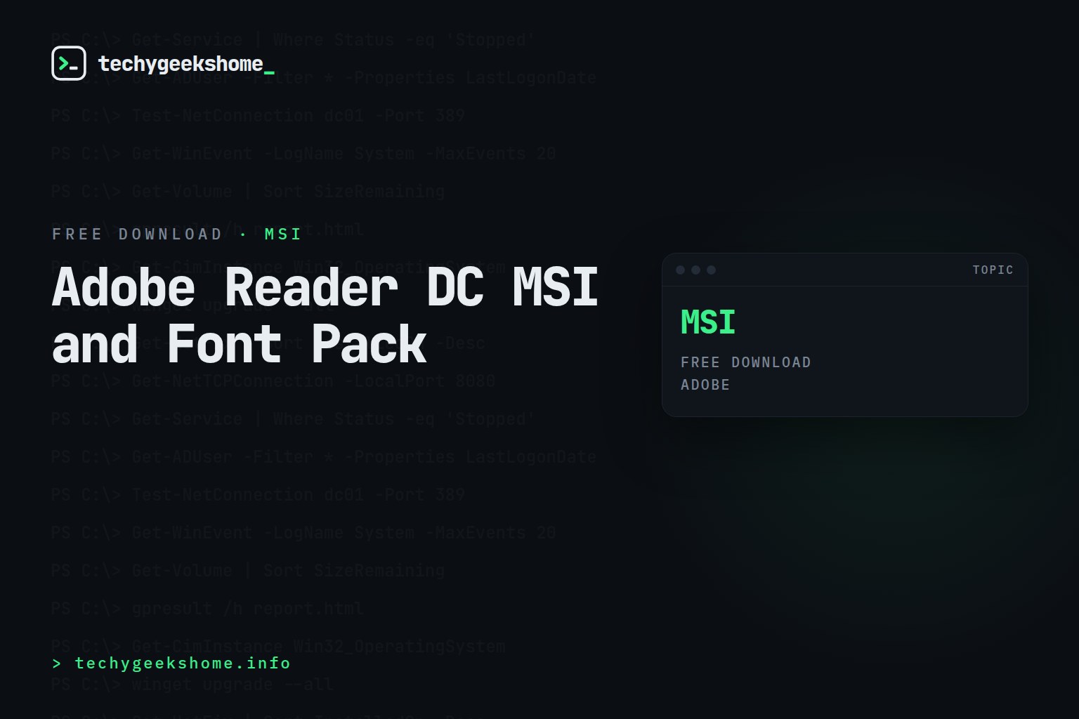 Adobe Reader DC MSI and Font Pack