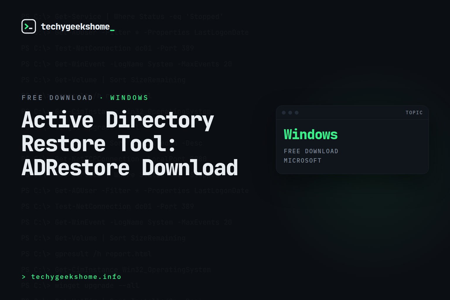 Active Directory Restore Tool: ADRestore Download